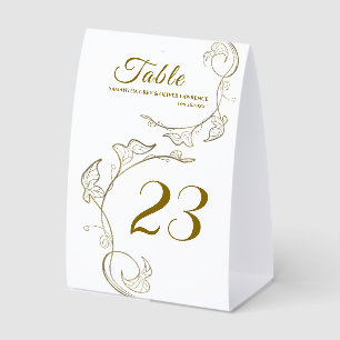 Minimalistische goldene botanische Hochzeitstischk Tischaufsteller