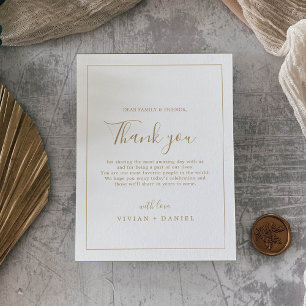 Minimalistische Goldene Dankeskarte für den Empfan Postkarte