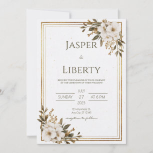 Minimalistische goldene florale erdige rustikale H Einladung