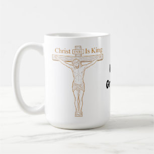 Minimalistische goldene Kreuzigungs-Kunst Christus Kaffeetasse
