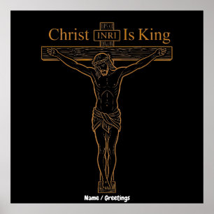 Minimalistische goldene Kreuzigungs-Kunst Christus Poster