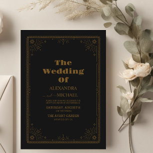Minimalistische goldene Mondhochzeit Einladung
