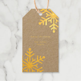 Minimalistische Goldene Schneeflocken Frohe Weihna Geschenkanhänger