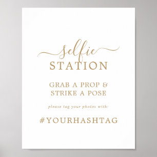 Minimalistische Goldene Selfie-Station Hochzeitsta Poster