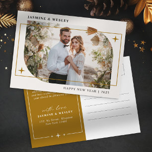 Minimalistische goldene Weihnachts-Hochzeits-Foto Feiertagspostkarte