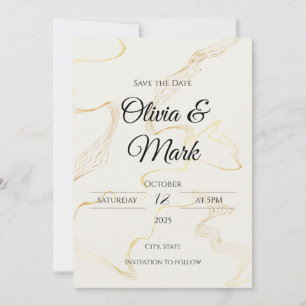 Minimalistische Goldfolie Save-the-Date Elegant Einladung