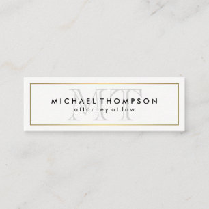 Minimalistische Goldgrenze mit Monogramm Mini Visitenkarte