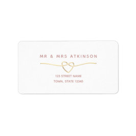 Minimalistische Goldherz-Hochzeitadresse Adressaufkleber