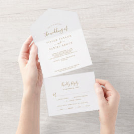 Minimalistische Goldhochzeit in einer Einladung