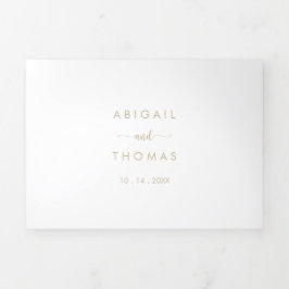 Minimalistische Goldkalligrafie-Hochzeit Dreifach Gefaltete Einladung