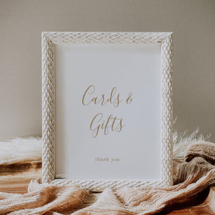 Minimalistische Goldkarten und Geschenke Schild