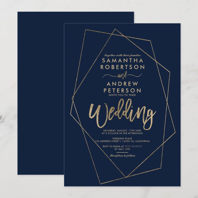 Minimalistische Goldmedaille Einladung (Vorne/Hinten)
