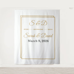 Minimalistische Goldrand-Hochzeitsbanner Wandteppich
