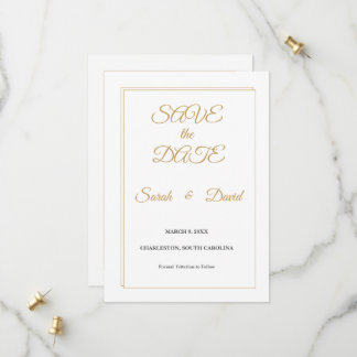 Minimalistische Goldrand-Save-the-Date-Karte Save The Date