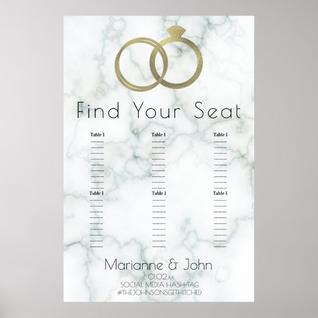 Minimalistische Goldring-Marmorplatte Poster (Vorne)