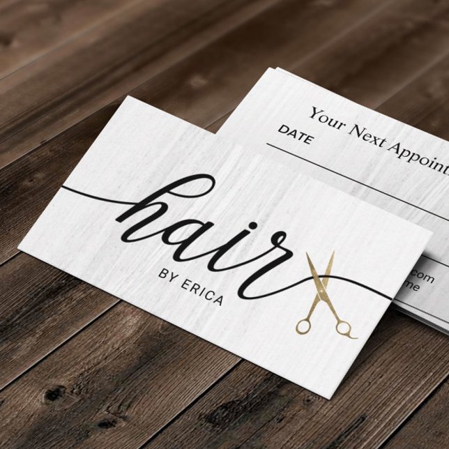 Minimalistische Goldschere Elegant Typografie Hair Terminkarte (Von Creator hochgeladen)