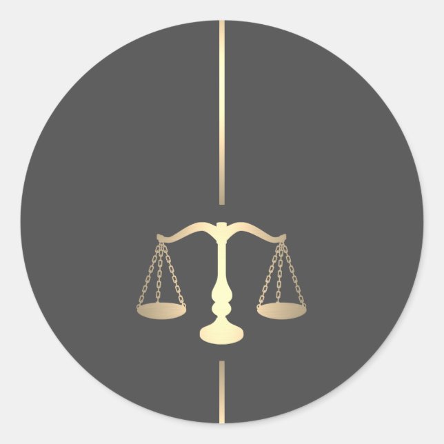 Minimalistische Goldskala der Rechtssymbol Runder Aufkleber (Vorderseite)