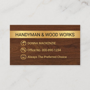Minimalistische Goldstreifen-Handwerker-Tool-Icons Visitenkarte