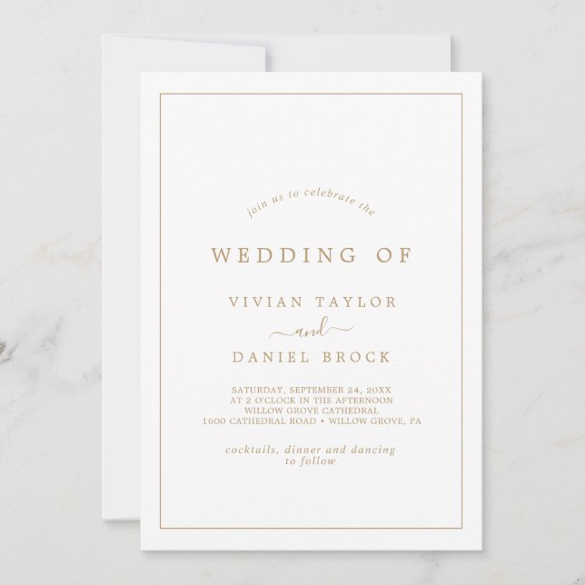 Minimalistische Goldtypografie - Hochzeit von Einladung (Vorderseite)