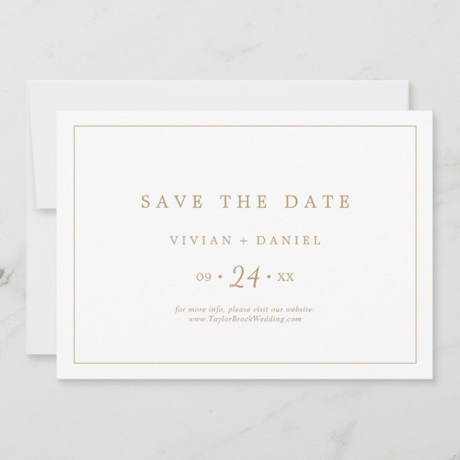 Minimalistische Goldtypografie Save The Date (Vorderseite)
