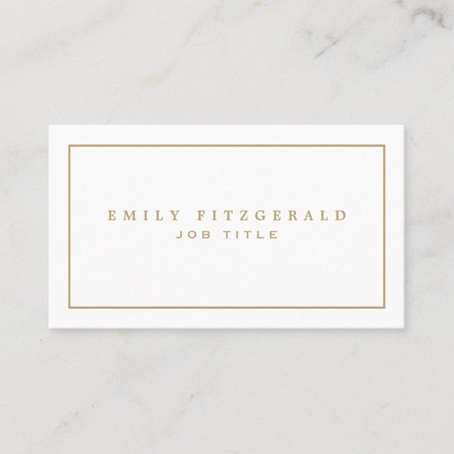 Minimalistische Goldtypografie und Grenze Visitenkarte (Vorderseite)