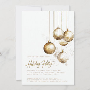 Minimalistische Goldverzierungen Baubles Weihnacht Einladung