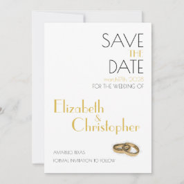 Minimalistische Goldweiße Hochzeit Save The Date
