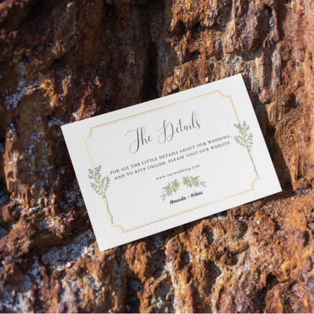 Minimalistische Goldzettel-Hochzeitsdetails Begleitkarte (Von Creator hochgeladen)