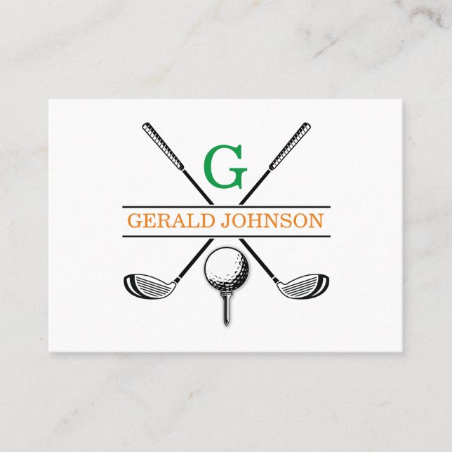 Minimalistische Golf Monogram Design Business Card Visitenkarte (Vorderseite)