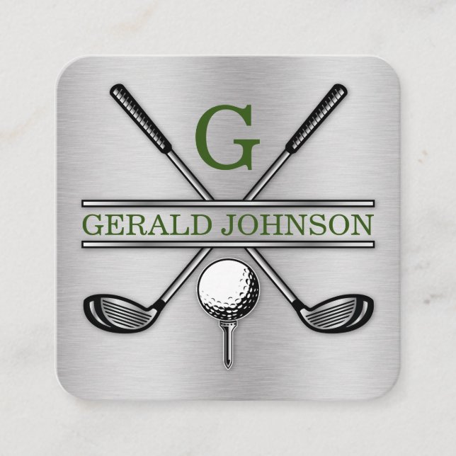 Minimalistische Golf Monogram Square Business Card Quadratische Visitenkarte (Vorderseite)