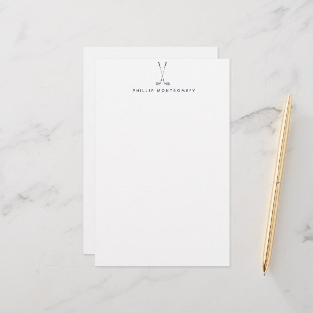 Minimalistische Golfclubs Personalisiert Briefpapier (Vorderseite/Rückseite Beispiel)