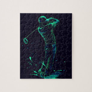 Minimalistische Golfer Green Glow Silhouette