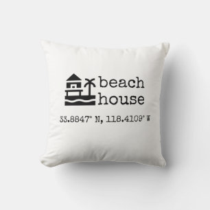 Minimalistische GPS-Koordinaten von Custom Beach H Kissen