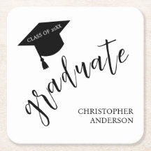 Minimalistische Graduiertenmütze Schwarz & Weiß Ab
