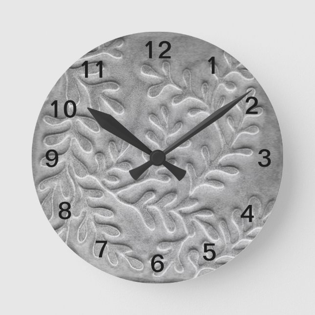 Minimalistische Graublatt-Wandklemme Runde Wanduhr (Vorderseite)