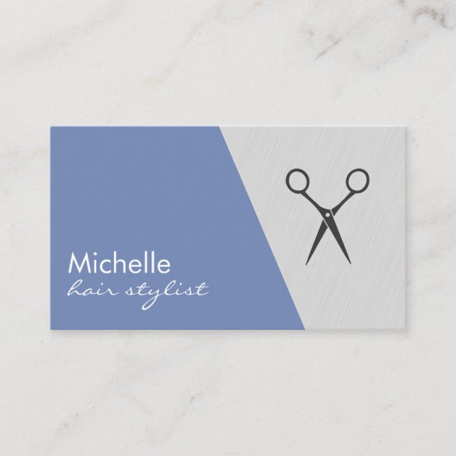 Minimalistische graue blaue geometrische Shears Visitenkarte (Vorderseite)