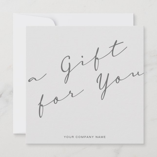 Minimalistische Graue Geschenkgutscheine-Visitenka (Vorderseite)