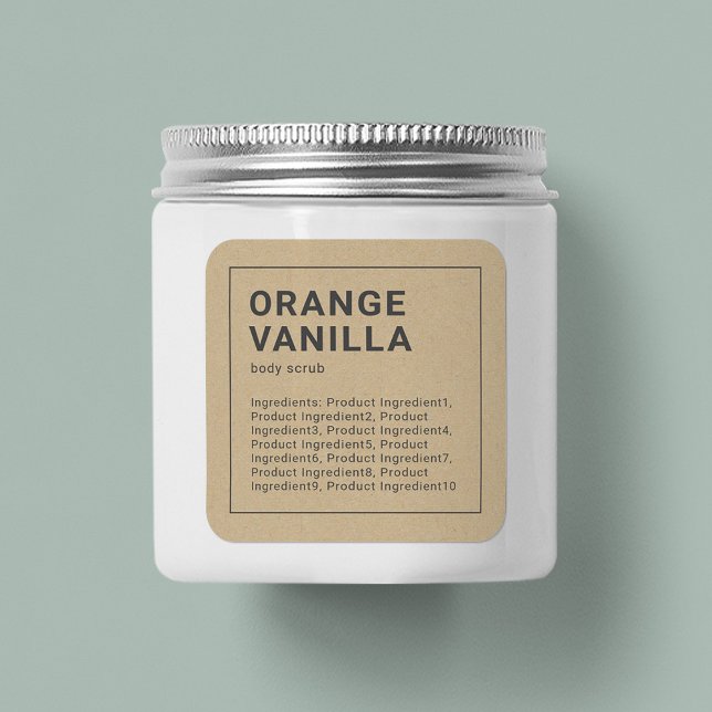 Minimalistische graue Grenzstoffe - Kraft-Label Quadratischer Aufkleber (Von Creator hochgeladen)