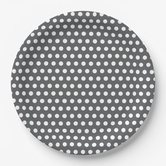 Minimalistische graue Polka-Punkte Pappteller (Vorderseite)