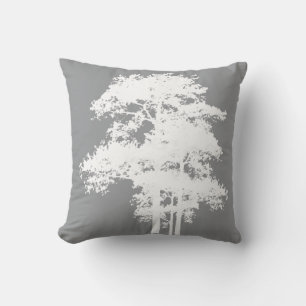 Minimalistische graue und weiße Baum-Silhouetten   Kissen