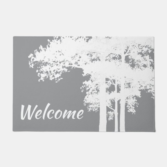 Minimalistische graue und weiße Silhouetten Fußmatte (Vorderseite)