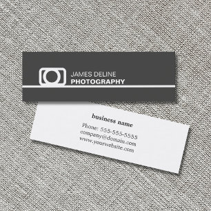 Minimalistische Graue Weiße Linie Ikonfotografie Mini Visitenkarte
