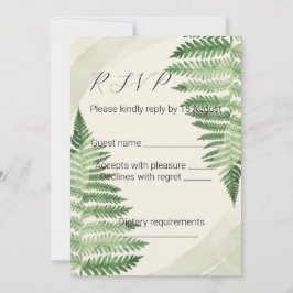 Minimalistische Green Fern Wedding RSVP-Karte Einladung