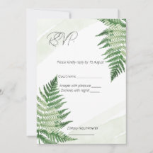 Minimalistische Green Fern Wedding RSVP-Karte