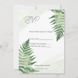 Minimalistische Green Fern Wedding RSVP-Karte Einladung