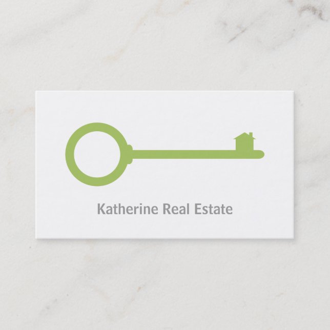 Minimalistische Green Key-Visitenkarten Visitenkarte (Vorderseite)