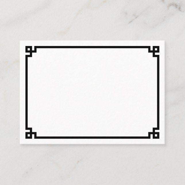 Minimalistische griechische Schlüsselhochzeit Platzkarte (Vorderseite)