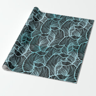 Minimalistische große blaue Blätter über dem Schwa Geschenkpapier