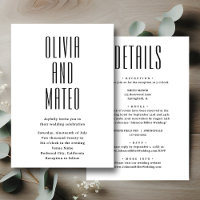 Minimalistische große Sans Serif Hochzeit Einladun