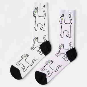 Minimalistische Grünaugen-Katze Thunder_Cove Socken